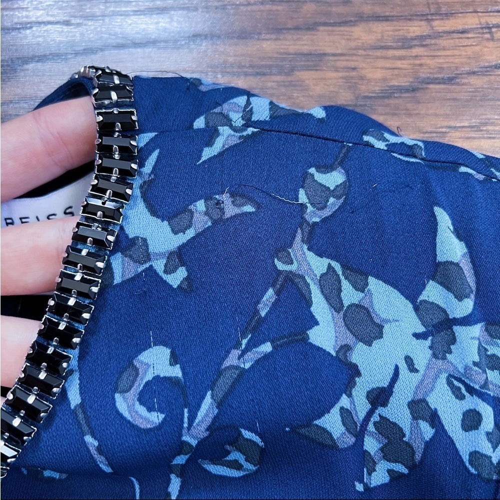 REISS • Melody Printed Dress With Embellished Detail blue floral beaded mini - Picture 9 of 15